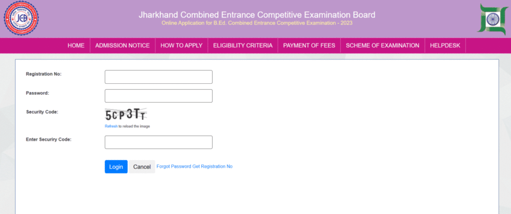 Login page