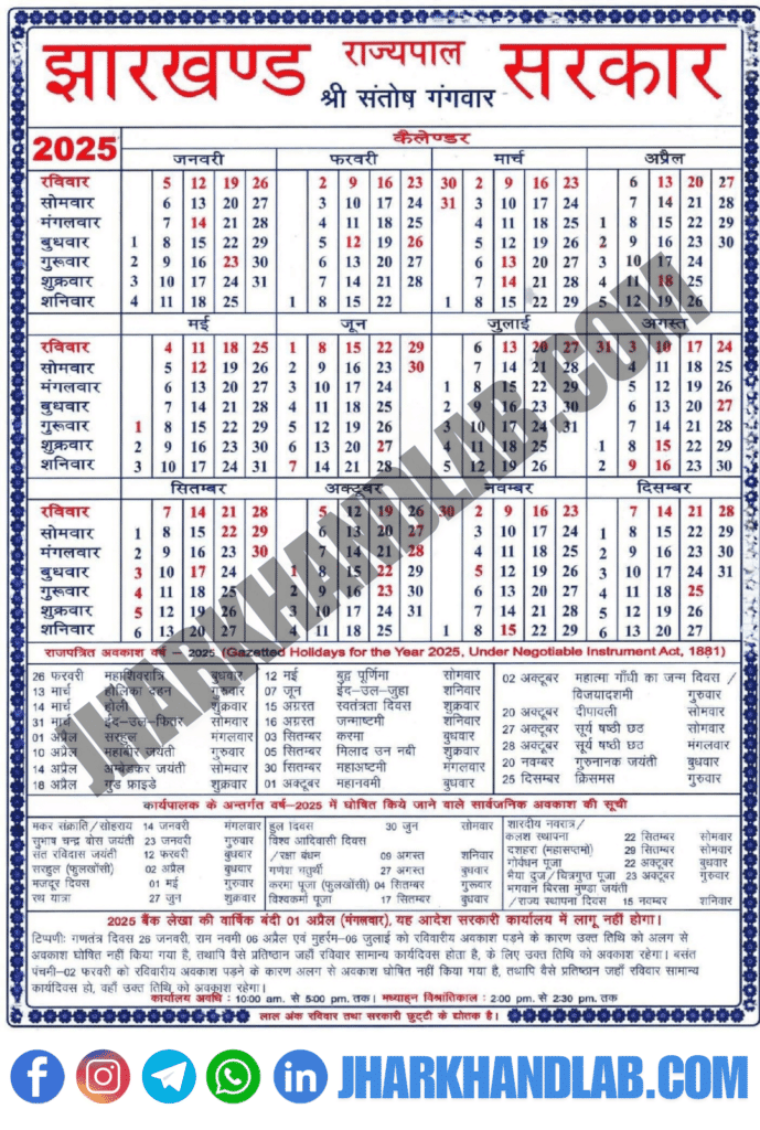 Jharkhand Holiday List 2025- Download The Pdf Of Jharkhand Calendar 2025 2 Jharkhand Holiday List 2025 Or You Can Say It Holidays Calendar