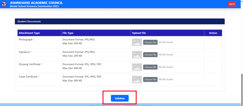 Click on the Validate button
