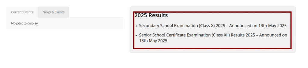 CBSE 10th 12th result link page